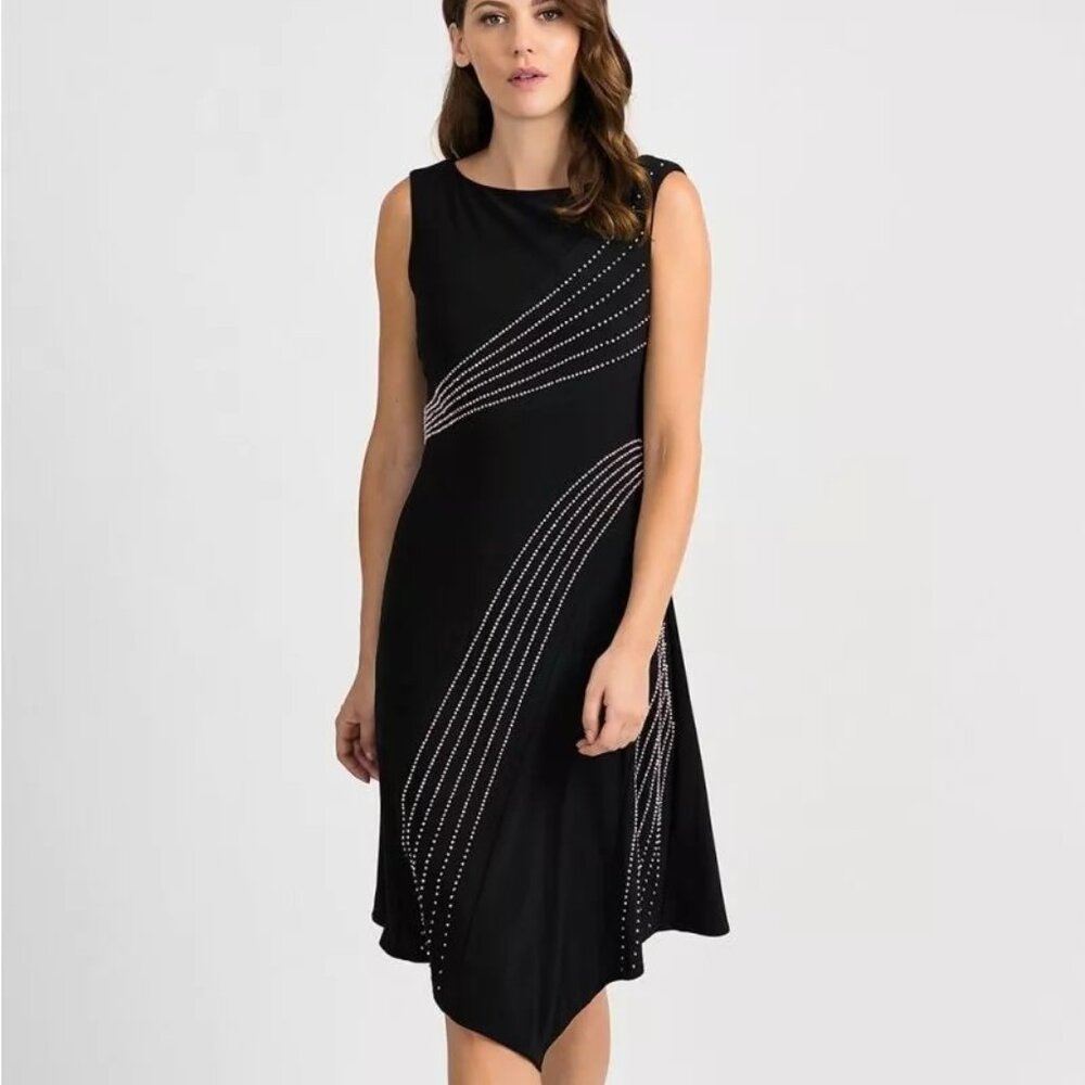 Joseph Ribkoff Size 8 Black Beaded Dress NWT Style # 201124